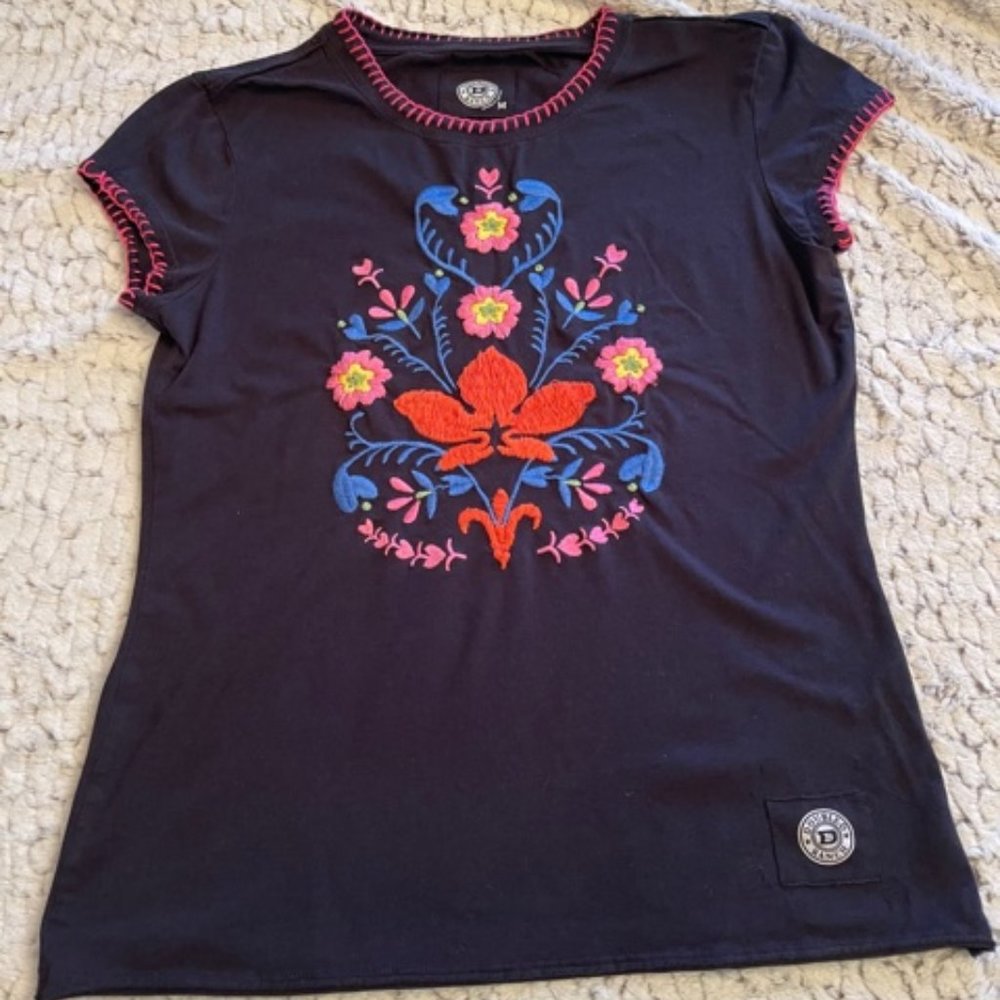Cotton knit  Double D top. Beautiful embellishment.